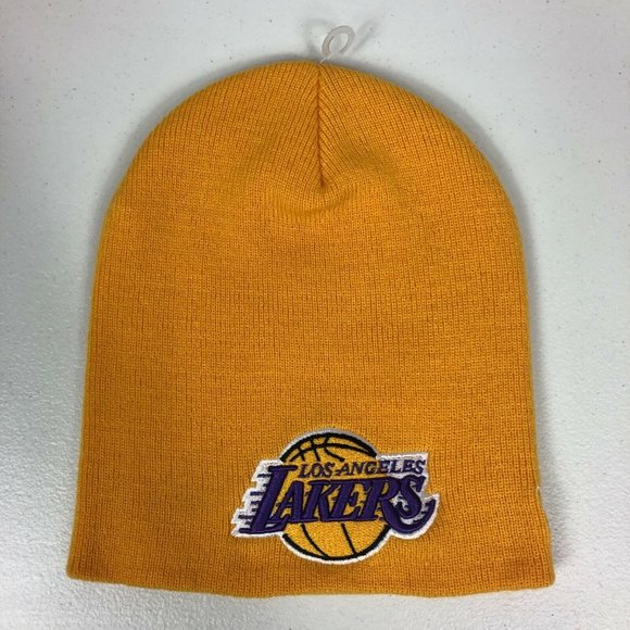 Vintage New Era Los Angeles Lakers Logo Embroidered NBA Beanie Knit Hat LA Cap - Picture 1 of 11